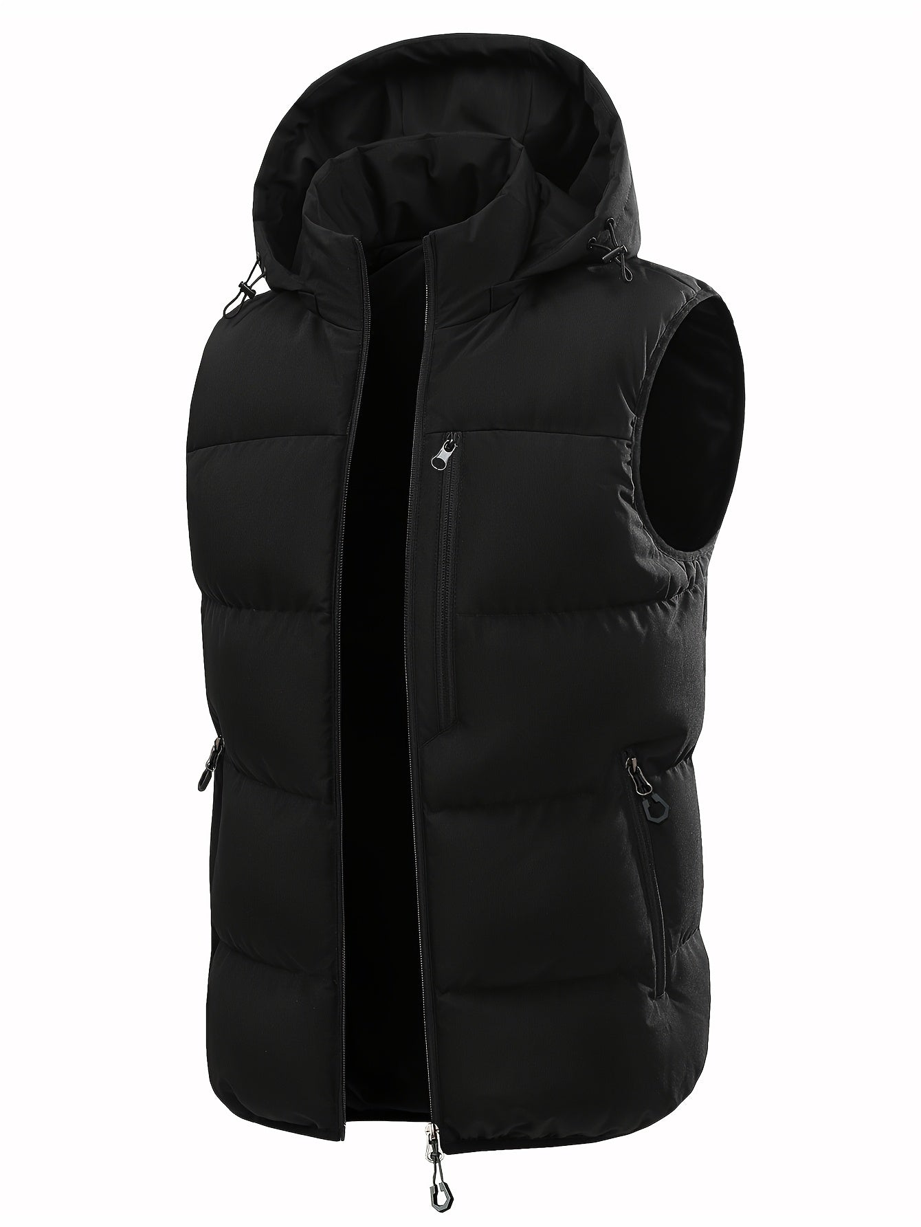 Men'S Winter Warm Sleeveless Padded Vest Casual Hooded Jacket Detachable Thickened Outerwear Vest Contrast Color Design Men Women Couple Same Style Elastic Shrinkage Windproof Warm Cold-Resistant Top Winter New Style
