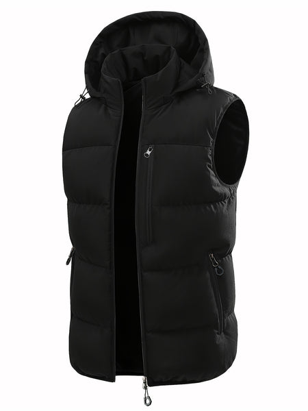 Men'S Winter Warm Sleeveless Padded Vest Casual Hooded Jacket Detachable Thickened Outerwear Vest Contrast Color Design Men Women Couple Same Style Elastic Shrinkage Windproof Warm Cold-Resistant Top Winter New Style