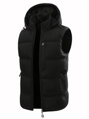 Men'S Winter Warm Sleeveless Padded Vest Casual Hooded Jacket Detachable Thickened Outerwear Vest Contrast Color Design Men Women Couple Same Style Elastic Shrinkage Windproof Warm Cold-Resistant Top Winter New Style