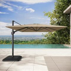 Seasons Sentry 10 X 13Ft (3 X 3.9M) Rectangular Cantilever Umbrella with Base in Beige