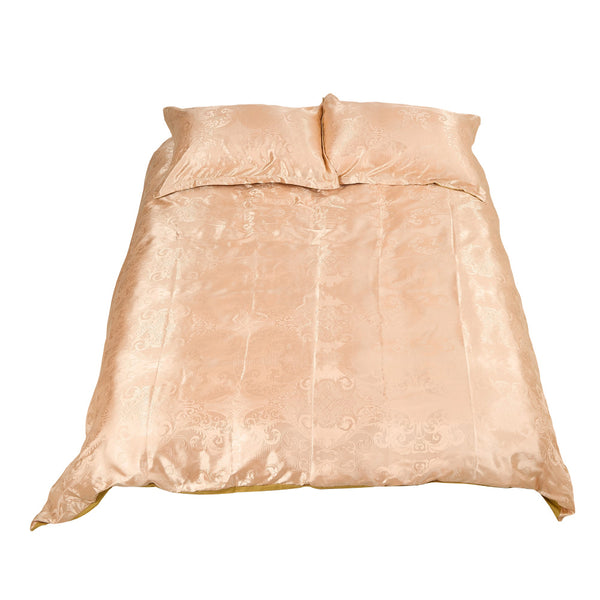 Luxury European Style Satin Jacquard Duvet Cover Three-Piece Set Single/Double/King/Super King Size, Soft Comfortable Floral Pattern Bedding Set, Machine Washable, Zipper Closure, High-Quality Quilt Cover Set for All-season Use, Bedroom, Hotel, Guest Room