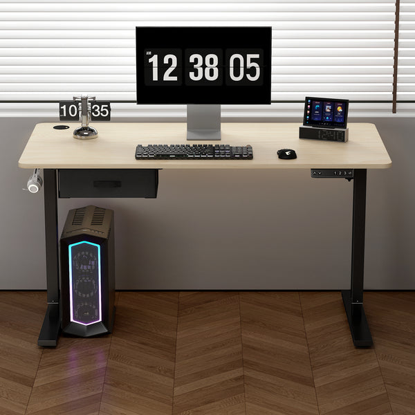 Electric Standing Desk, Sit Stand Table, Height Adjustable Electric Standing Computer Desk with USB Charging Port and Desk Drawer for Home Office