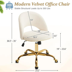 Office Chair Velvet Fabric Swivel Computer Desk Chair Comfy Armless Vanity Task Chair With Adjustable Height, Ergonomic Chair for Home Bedroom (Delicate Lilac)