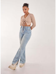 Long Sleeve Gathered Rib Top