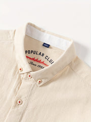 Linen Men'S Casual Shirt Long Sleeve Linen Solid Color Breathable Fashion Men'S Top Blouse Retro Open Front with Pockets