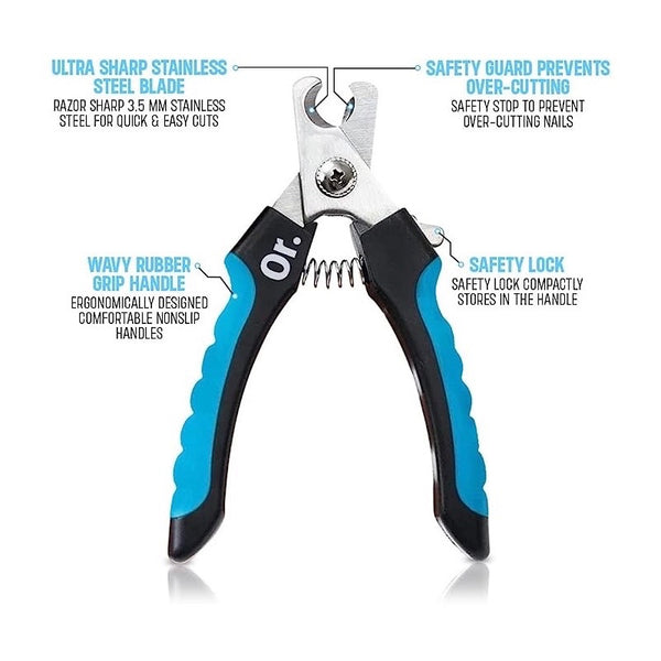 Or. Dog Nail Clippers for Large, Medium and Small Breed Professional Pet Nail Clipper Suitable for Cats, Rabbits and Guinea Pigs With Safety Lock and Protective Guard to Avoid Over Cutting