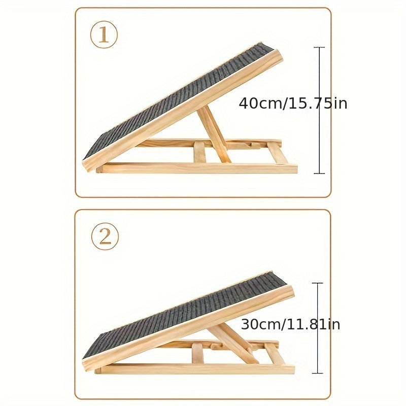 Adjustable Height Dog Ramp with Non-Slip Surface & Sturdy A-Frame Design - Foldable Pet Stairs with Soft Cushioned Steps, Portable Ramp for Beds, Sofas, Cars - Ideal for Small & Large Dogs, Elderly Pets, Dachshunds, Poodles, Labrador Retrievers - Du