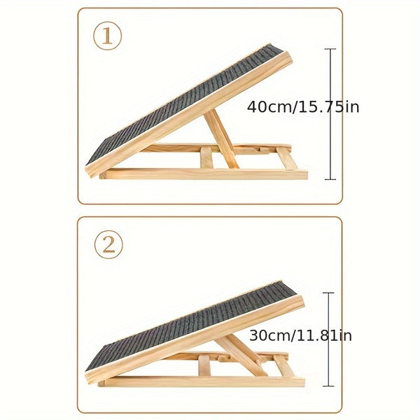 Adjustable Height Dog Ramp with Non-Slip Surface & Sturdy A-Frame Design - Foldable Pet Stairs with Soft Cushioned Steps, Portable Ramp for Beds, Sofas, Cars - Ideal for Small & Large Dogs, Elderly Pets, Dachshunds, Poodles, Labrador Retrievers - Du