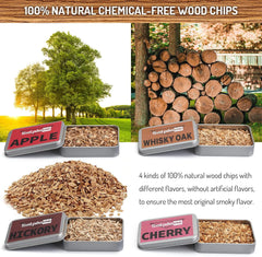 Cocktail Smoker Kit, Old Fashioned Smoker Kit for Bourbon Whiskey Drink, Smoker Infuser Kit with 4 Flavors Wood Chips, Birthday Father'S Day Gifts for Husband, Men, Dad