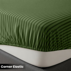 1pc Extra Deep Striped Fitted Sheet 40cm – Soft & Comfortable Microfiber Bedding, Breathable & Smooth, Machine Washable Bed Sheet Suitable for Bedroom