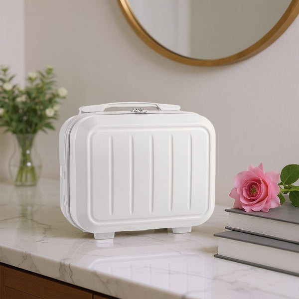 Portable Handheld Plastic Makeup Bag with Elastic Band & Zipper, Jewelry Box, Gift Box for Storing Souvenirs, Luggage Cart for Boarding The Aircraft, Multifunctional Suitcase with Internal Dividers, Can Hold Cosmetics, Towels, Toiletries