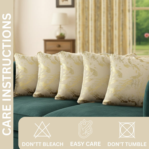 Set of 4 Marble Style Cushions Filled, Soft Decorative Pillows for Sofa, Couch, Bed & Living Room, Modern Gold Marble Pattern Accent for Home Décor