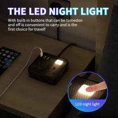 6-in-1 Power Socket Surge Protector, Power Socket/power Board/power Strip, Small Night Light, 3250W, 13A, 1.8M Power Cord, Portable Power Socket, 2 AC Power Sockets, 4 USB Ports, Suitable For Home, Kitchen, Office Or Hotel Use