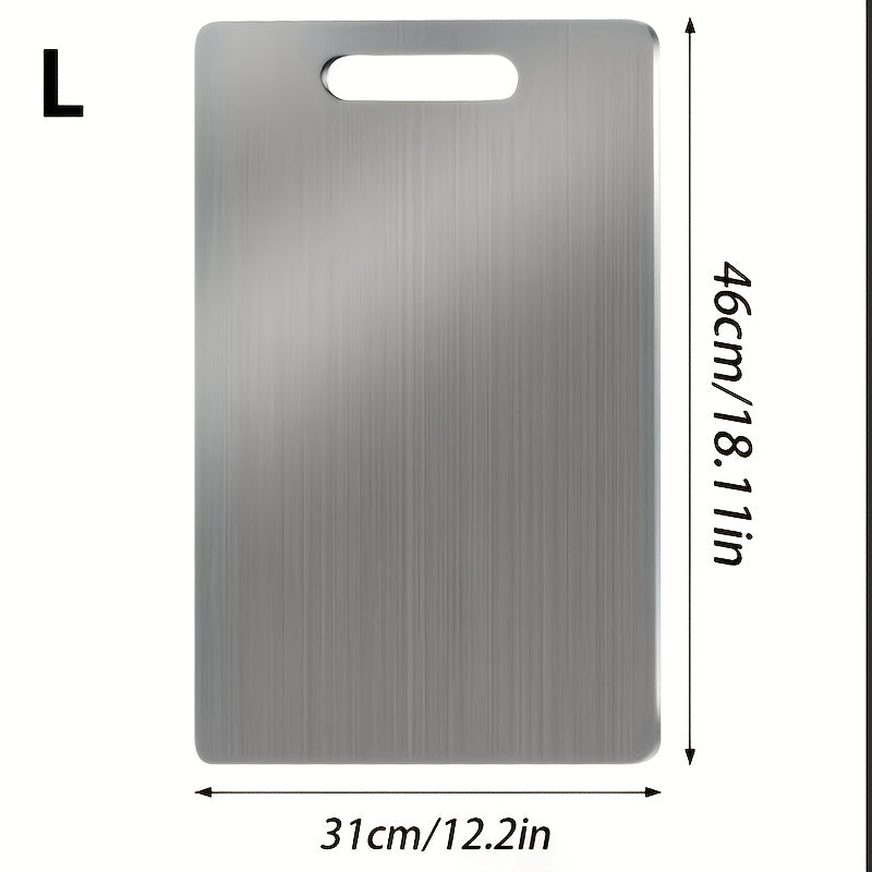 Three Durable Stainless Steel Plates That Are Easy to Care For, Ideal for Slicing Fruits, Vegetables, Meat, And Bread. They Come with Safe Cutting Boards And Are Easy to Clean, Making Them Versatile Kitchen Tools for Meal Preparation