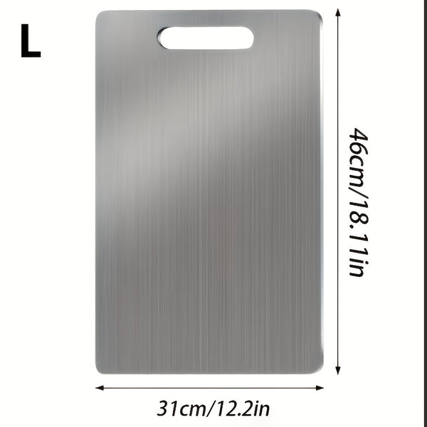 Three Durable Stainless Steel Plates That Are Easy to Care For, Ideal for Slicing Fruits, Vegetables, Meat, And Bread. They Come with Safe Cutting Boards And Are Easy to Clean, Making Them Versatile Kitchen Tools for Meal Preparation