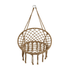 Brown Courtyard Woven Hanging Basket, Hanging Cotton Rope Iron Ring Hanging Chair, Balcony Rocking Chair, Suitable for Indoor, Outdoor, Home, Balcony, Courtyard, Garden, Maximum Load Capacity: 200kg, Material: Iron Ring, Cotton Rope (No Include Cushion)