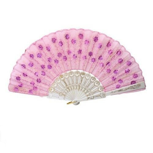 Spanish Lace Silk Folding Hand Held Dance Fan Flower Pattern for Party Wedding