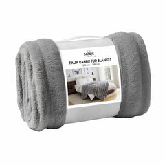 Safdie Faux Rabbit Fur Blanket in 3 Colours, 234 X 249 Cm