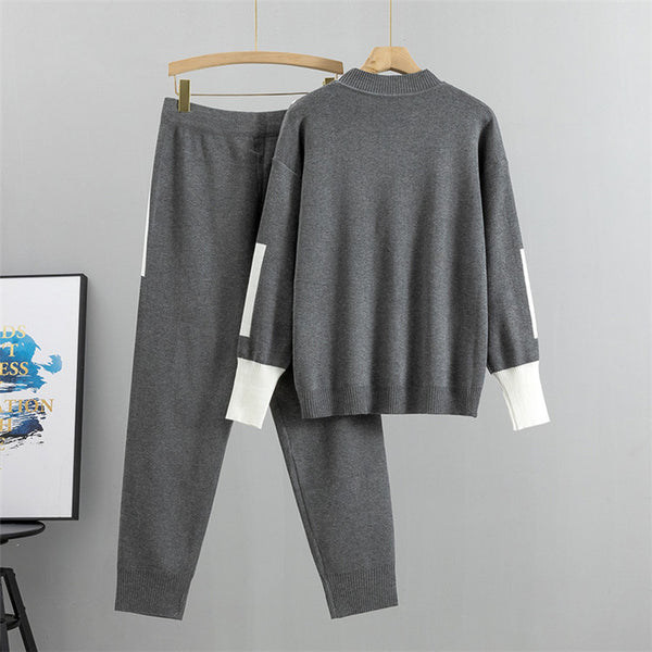New Casual Checkered Sweater Set for Women - Trendy Style, Ideal for Spring, Autumn, And Winter