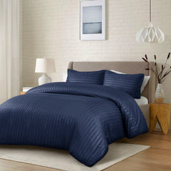 Premium Hotel Quality Satin Stripe Duvet Cover Set Double with Pillowcases | Reversible Soft Quilt Bedding | Easy Care Breathable Luxury Quilt Cover