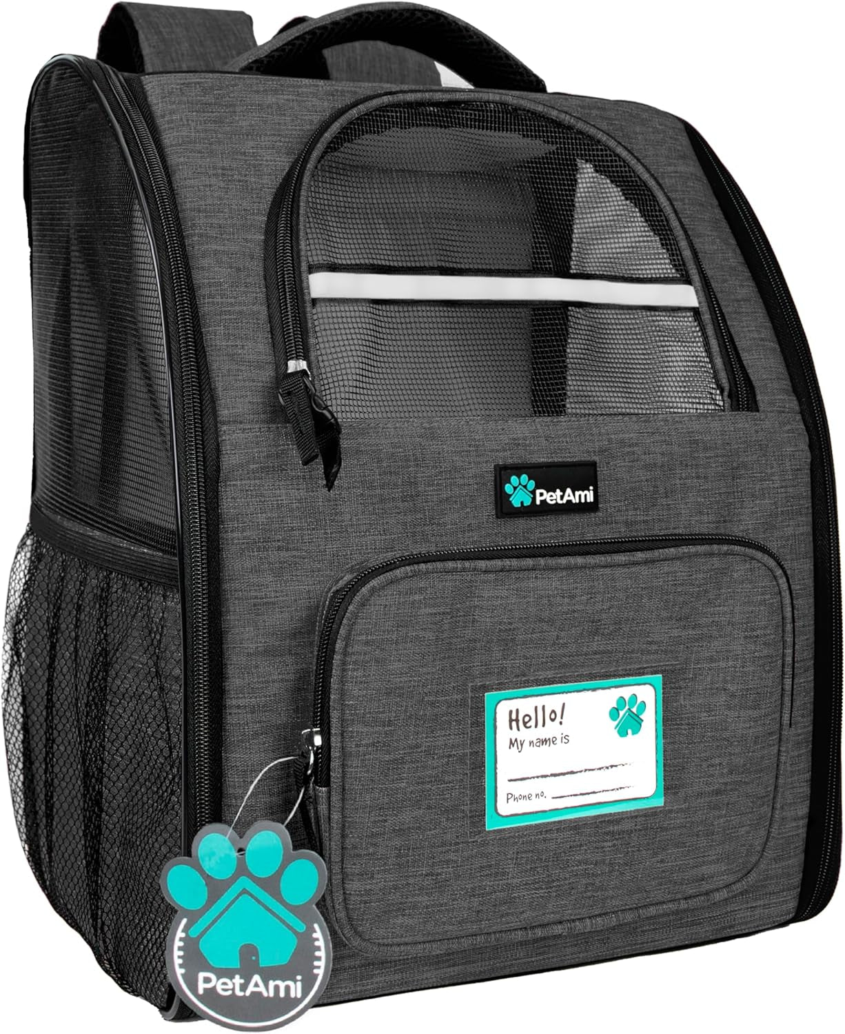 Petami Dog Backpack Carrier for Small Large Cat, Pet, Puppies, Ventilated Pet Hiking Backpack Travel Bag, Airline Approved Cat Backpack Carrier, Safety Back Support, Camping Biking Dog Bag, Charcoal