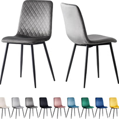 mcc direct Set of 2 Designer Velvet Chairs Fabric Dining Chairs with Metal Legs-Lexi Chairs