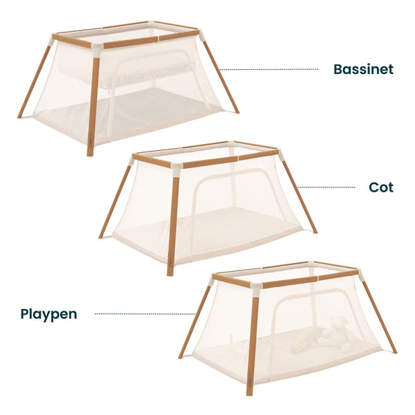 Tutti Bambini Cozee Go Day & Night Travel Cot Bundle, Walnut & Ecru