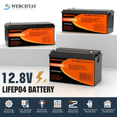 WERCHTAY 12.8V Lifepo4 Battery with Capacities of 300/200/100Ah, Featuring A+ Grade Battery Cells, Over 25, 000 Deep Cycles, And an Intelligent BMS for Protection Against Overcharging And Over-Discharging, Suitable for Home Energy Storage