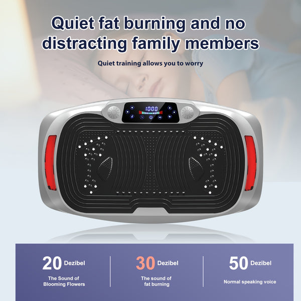 Smart Fat Elimination Vibration Plate | 300W Quiet Engine | 120 Speed Settings | Tension Rope | Silvery EU Standard | Fitness Support Vibration Device, Without Battery