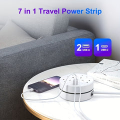 New Multifunctional Power Board/socket, Cable Retractable/cable Tidy, Equipped with 4 Power Sockets, with (2 USB-A) (1 TYPE-C), 2m/6ft Power Cord/automatic Short Circuit Protection Function/easy to Carry/suitable for Home And Office Use.