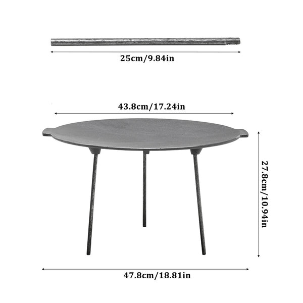 1PC Heavy-duty Cast Iron Tripod Barbecue Tray, Round Barbecue Tray Grill, Multi-functional Cast Iron Tray, Suitable for Various Scenarios Such As Campfires, Picnics and BBQs.