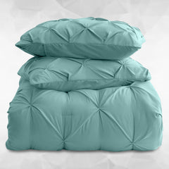 3pcs Pintuck Duvet Cover Set – Reversible Pinch Pleat Design with Pillowcases, Soft & Breathable Microfiber, Button Closure & Corner Ties, Machine Washable, Perfect for Bedroom or Guest Room – All Season