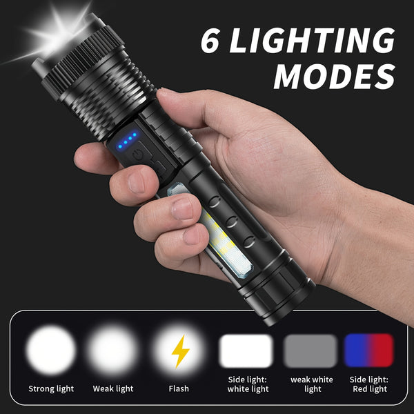 2pcs Flashlights High Lumens Rechargeable LED with USB-C, 6 Light Modes, Zoomable & USB-C Cable Included, USB-Powered Handheld Torch for Camping, Emergency, Outdoor - Buy 1 Get 1 Free (Cob Side Light, Flash, Survival Gadgets, Torches, Torch Light, Surviva