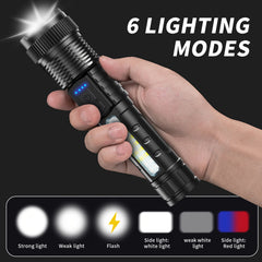 2pcs Flashlights High Lumens Rechargeable LED with USB-C, 6 Light Modes, Zoomable & USB-C Cable Included, USB-Powered Handheld Torch for Camping, Emergency, Outdoor - Buy 1 Get 1 Free (Cob Side Light, Flash, Survival Gadgets, Torches, Torch Light, Surviva