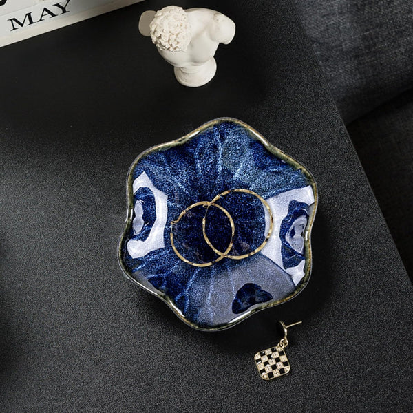 Ceramic Trinket Dish Ring Dish, Decorative Trinket Tray Jewellery Dish, Gift for Women, Her, Mother, Wedding Bridal Shower, Birthday(Blue)