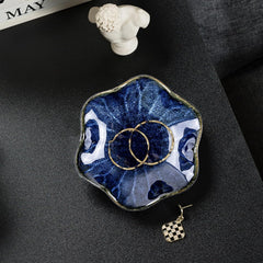 Ceramic Trinket Dish Ring Dish, Decorative Trinket Tray Jewellery Dish, Gift for Women, Her, Mother, Wedding Bridal Shower, Birthday(Blue)