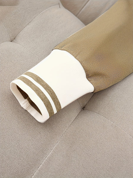 Fashionable Elegant Solid Color Casual Street Striped Suit and Pants Set