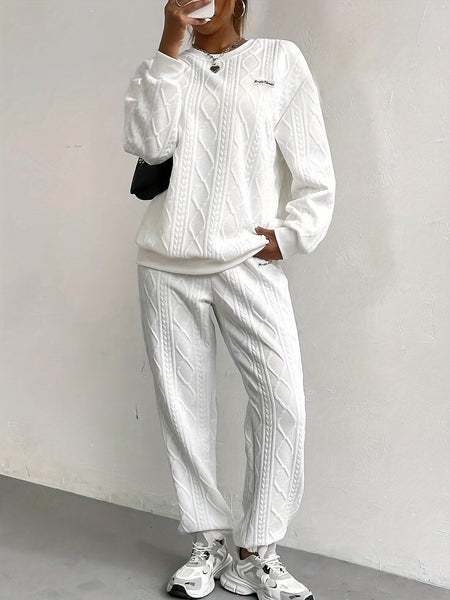 New Women'S Clothing Set Featuring Textured Fabric, Long-Sleeve Sweatshirt, And Long Pants, Stylish And Versatile for Casual Wear