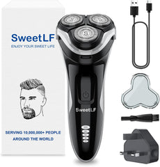 Sweetlf Electric Razor for Men, 120 Min Shaving, Fast UK Adapter (1H Charging),100% Waterproof, Wet & Dry Rotary Shavers for Men with Pop-Up Trimmer, LED Display, Dark Blue