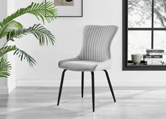 Industrial Design White & Grey Marble Effect Melamine Dining Table and 2 Velvet Dining Chairs