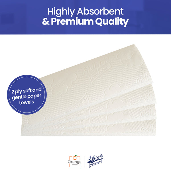 Selpak Professional Z Fold Paper Towels, 2ply Paper Hand Towels Disposable 16x200, (Total 3200 sheets), Absorbent White Paper Towel Ideal for Individuals/Businesses, Paper Hand Towels for Dispenser