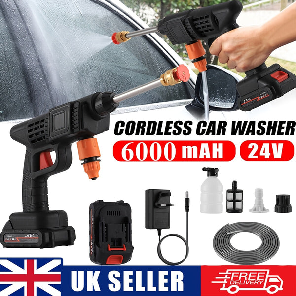 Cordless Portable Pressure Washer with 2 Batteries, 3000PSI Cordless Power Washer, 24V Battery Jet Wash for Car Garden Home Patio Driveways, 5.03meter Hose Included