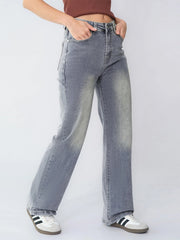 [Petite]KatchMe Women'S Wide Leg Jeans - Mid Rise Relaxed Fit Denim Pants, Soft Stretch Comfortable Trousers for Fall & Winter, Streetwear Casual Bottoms