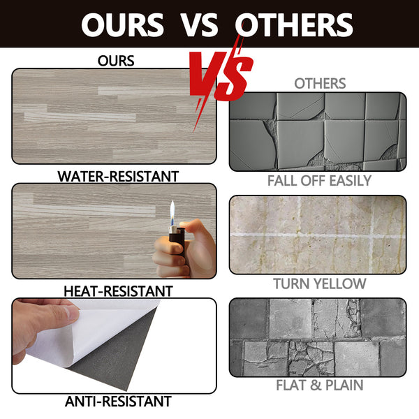 36pcs Self Adhesive Vinyl Flooring, 15X30cm Wood & & Stone Grain Effect Peel and Stick Floor Tiles, Waterproof Flooring Stickers for Home Office Bedroom Kitchen Living Room