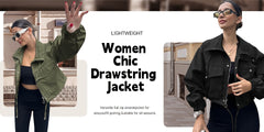 Womens Cropped Jacket Zip Up Lightweight Oversized Utility Anorak Coat with Pockets