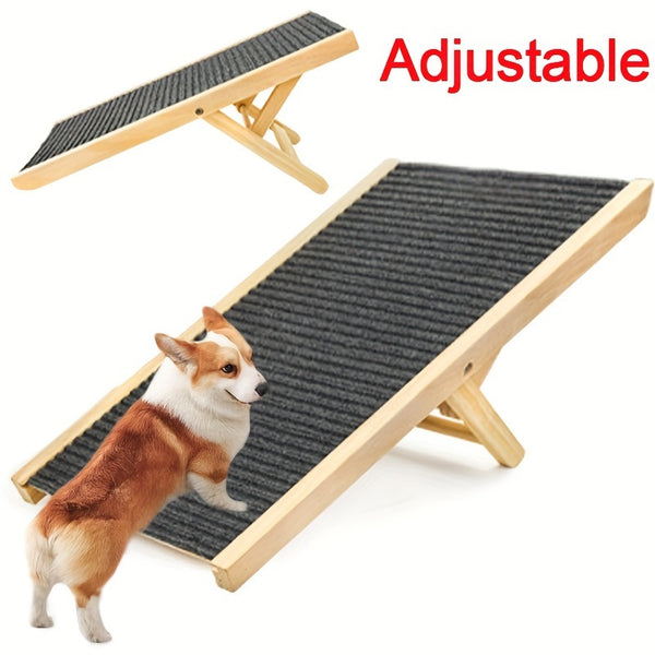 Dog Stairs Foldable Non-Slip Pet Ramp Adjustable Heights Ladder For Car Sofa Bed