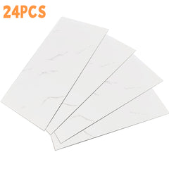 12/24/36pcs Contemporary Marble Pattern Self-Adhesive Wall Stickers - Waterproof & Oil-Resistant &Glossy Finish, Easy Peel & Stick for Kitchen, Bathroom, Glass, Walls - Removable Modern Home Decor, Bathroom Wall Stickers, Kitchen Decor, Easy install Decal