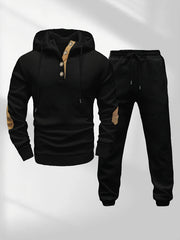Men's Casual Fashion Set: Knitted Jacquard Hoodie and Sweatpants 2pcs Set