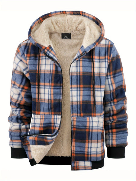 Jacket for Men Heavyweight Fleece Hoodies Thick Sherpa Lined Flannel Plaid Shirt Jacket