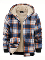 Jacket for Men Heavyweight Fleece Hoodies Thick Sherpa Lined Flannel Plaid Shirt Jacket